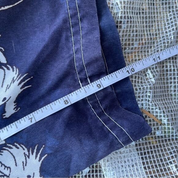 Men's Y2K Blue Board Shorts - Dragon & Floral Design Wrap Around Print SZ Small - Picture 5 of 7